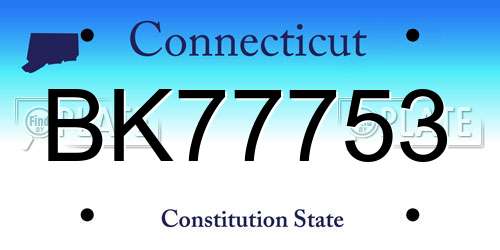 BK77753 Connecticut License Plate