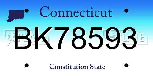 BK78593 Connecticut License Plate