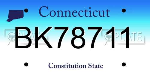 BK78711 Connecticut License Plate