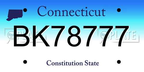 BK78777 Connecticut License Plate