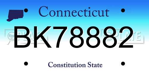 BK78882 Connecticut License Plate
