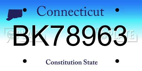 BK78963 Connecticut License Plate