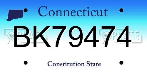 BK79474 Connecticut License Plate