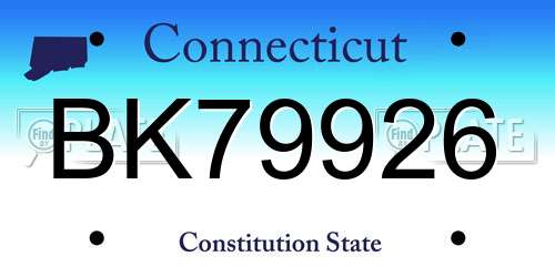 BK79926 Connecticut License Plate