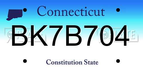 BK7B704 Connecticut License Plate