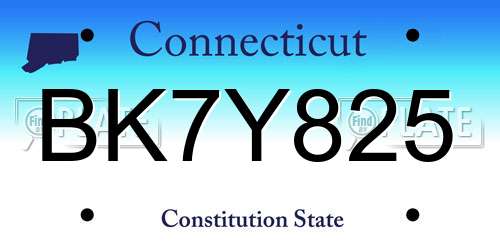 BK7Y825 Connecticut License Plate