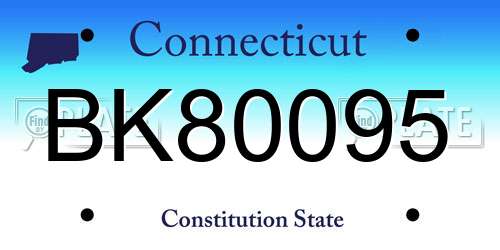 BK80095 Connecticut License Plate