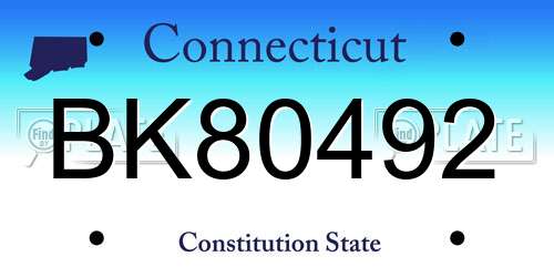 BK80492 Connecticut License Plate