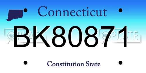 BK80871 Connecticut License Plate