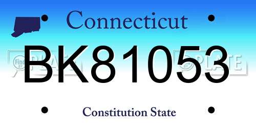BK81053 Connecticut License Plate