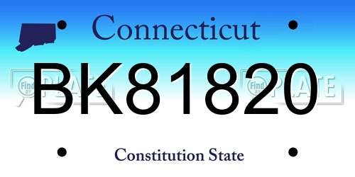 BK81820 Connecticut License Plate