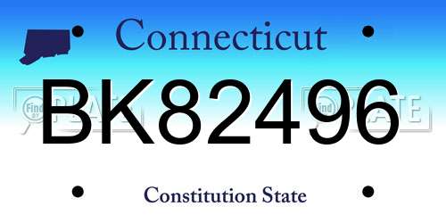 BK82496 Connecticut License Plate