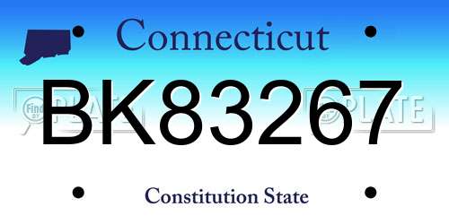 BK83267 Connecticut License Plate