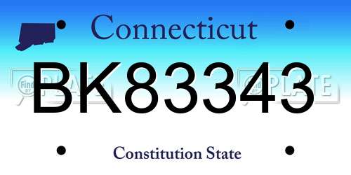 BK83343 Connecticut License Plate