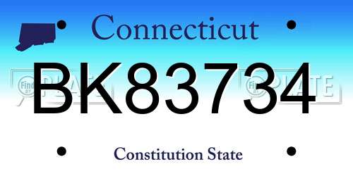 BK83734 Connecticut License Plate