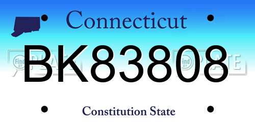BK83808 Connecticut License Plate