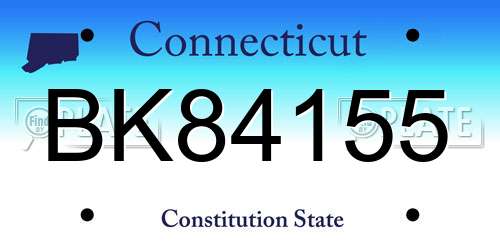 BK84155 Connecticut License Plate
