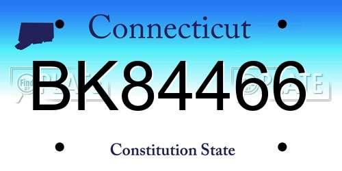 BK84466 Connecticut License Plate