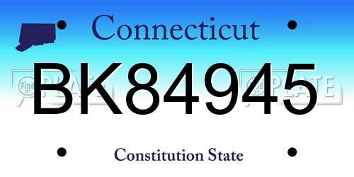 BK84945 Connecticut License Plate