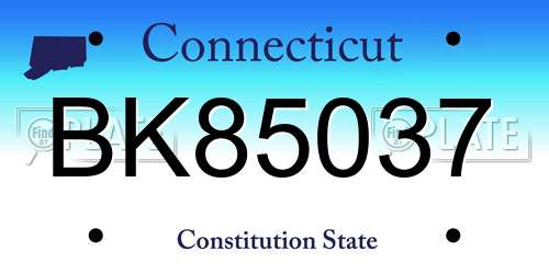 BK85037 Connecticut License Plate
