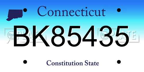 BK85435 Connecticut License Plate