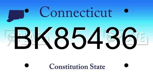 BK85436 Connecticut License Plate