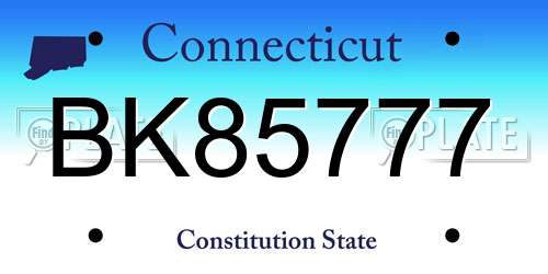 BK85777 Connecticut License Plate