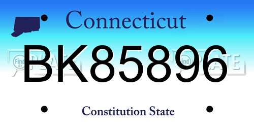 BK85896 Connecticut License Plate