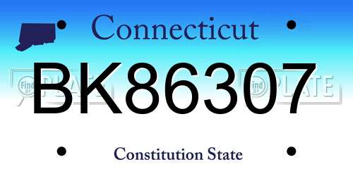 BK86307 Connecticut License Plate