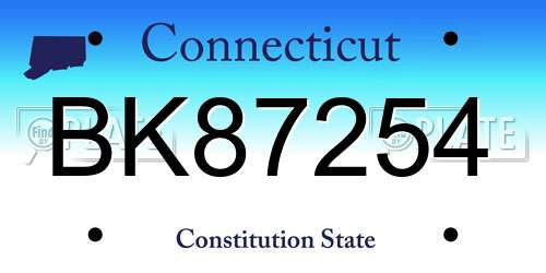 BK87254 Connecticut License Plate