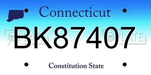 BK87407 Connecticut License Plate