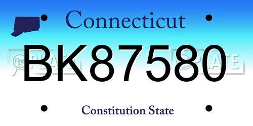 BK87580 Connecticut License Plate