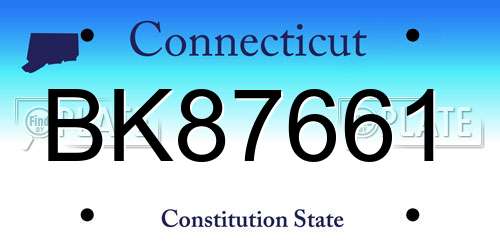 BK87661 Connecticut License Plate