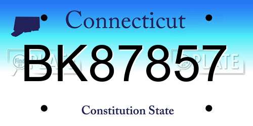 BK87857 Connecticut License Plate