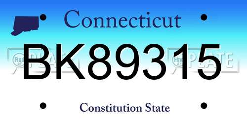 BK89315 Connecticut License Plate