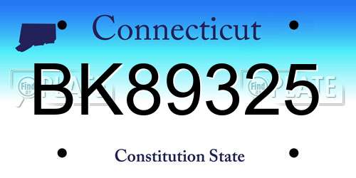 BK89325 Connecticut License Plate