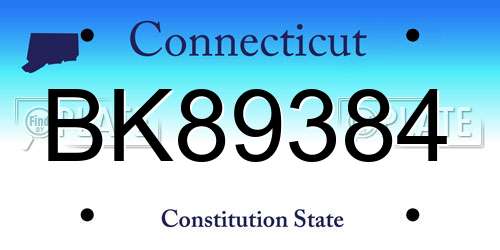 BK89384 Connecticut License Plate