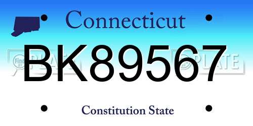 BK89567 Connecticut License Plate