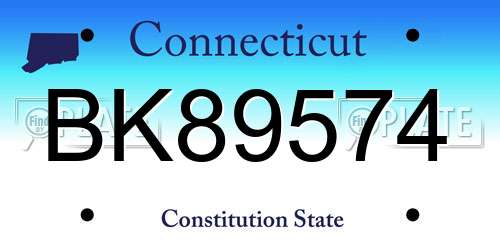 BK89574 Connecticut License Plate