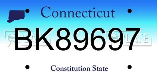 BK89697 Connecticut License Plate