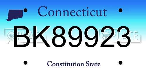 BK89923 Connecticut License Plate