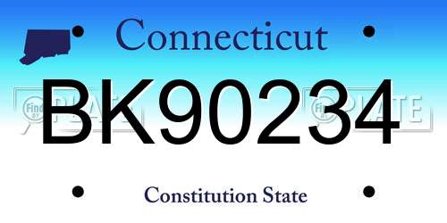 BK90234 Connecticut License Plate