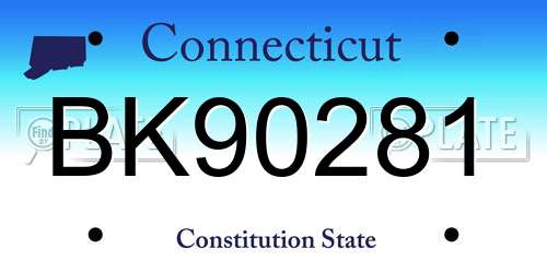 BK90281 Connecticut License Plate