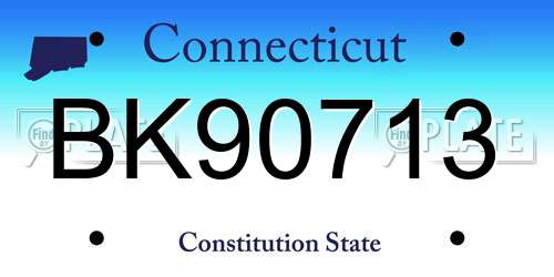 BK90713 Connecticut License Plate