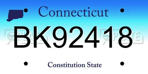 BK92418 Connecticut License Plate