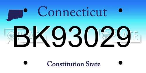 BK93029 Connecticut License Plate