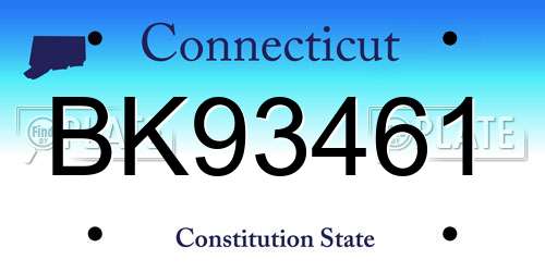 BK93461 Connecticut License Plate