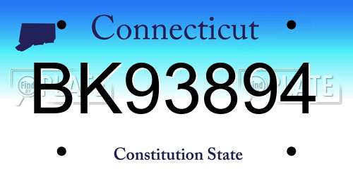 BK93894 Connecticut License Plate