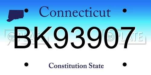 BK93907 Connecticut License Plate
