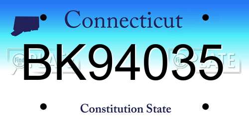 BK94035 Connecticut License Plate